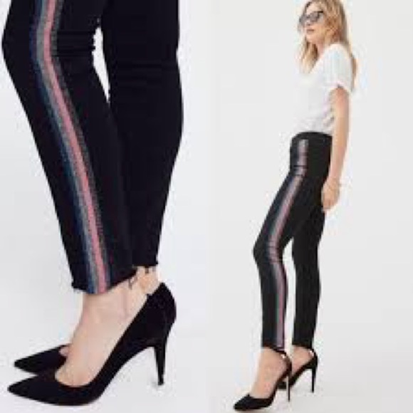 Mother High Waisted Looker Ankle Fray in Guilty Glitter Racer - Picture 1 of 5